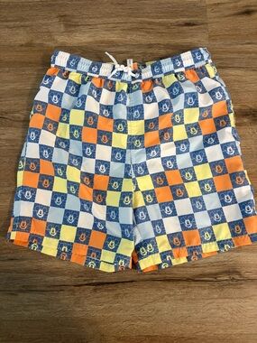 Janie and Jack Colorblock Mickey Swim Trunks in Blue, Orange & Yellow